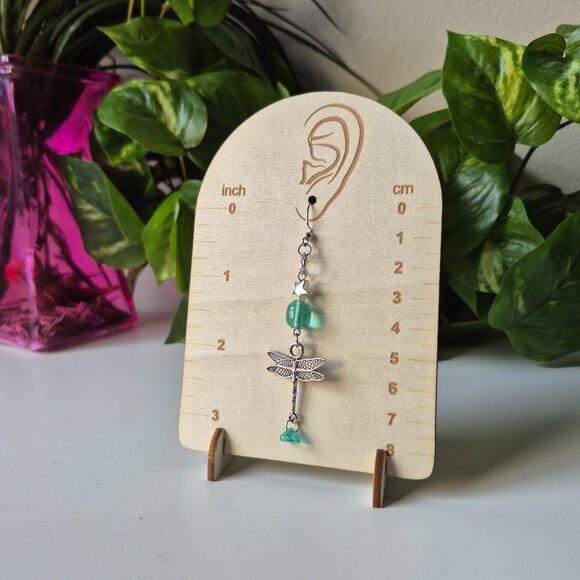 Turquoise Dragonfly Silver Dangle Earrings - Picture 1 of 8